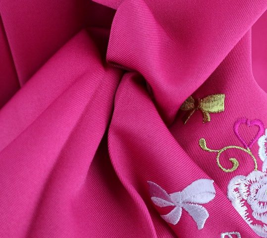 卒業式袴単品レンタル[刺繍]濃いピンクにバラとハート刺繍[身長153-157cm]No.649